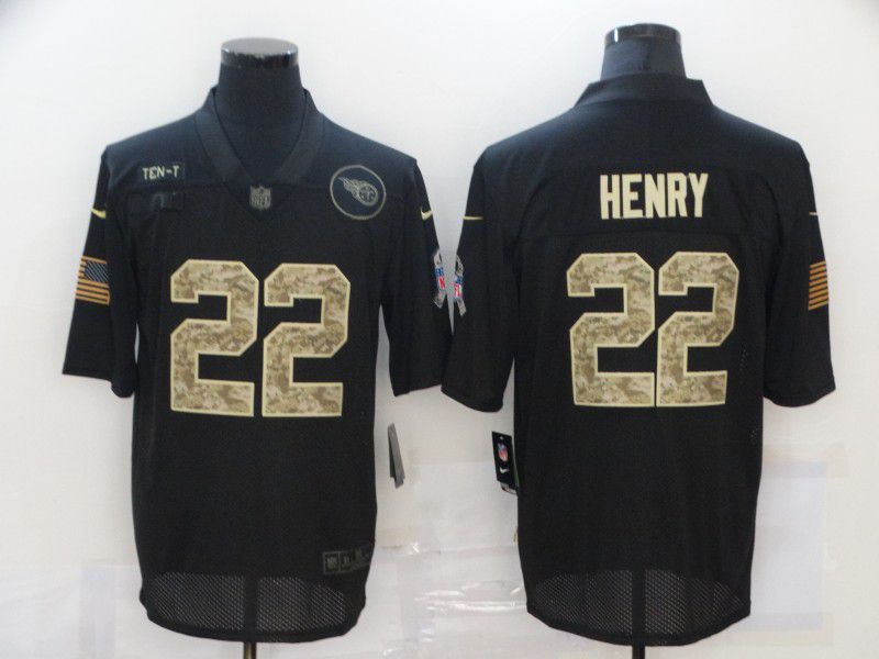 Men Tennessee Titans #22 Henry Black camo Lettering 2020 Nike NFL Jersey